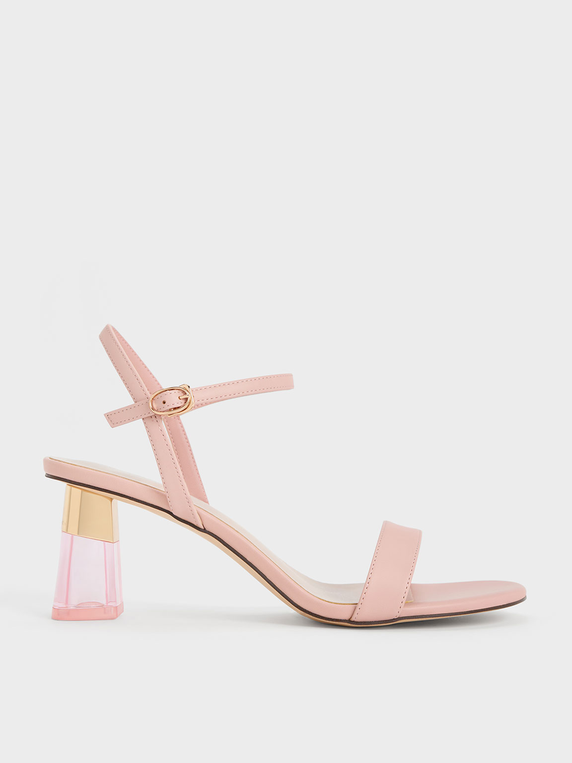 Blush Clear Trapeze Heel Sandals - CHARLES & KEITH TH
