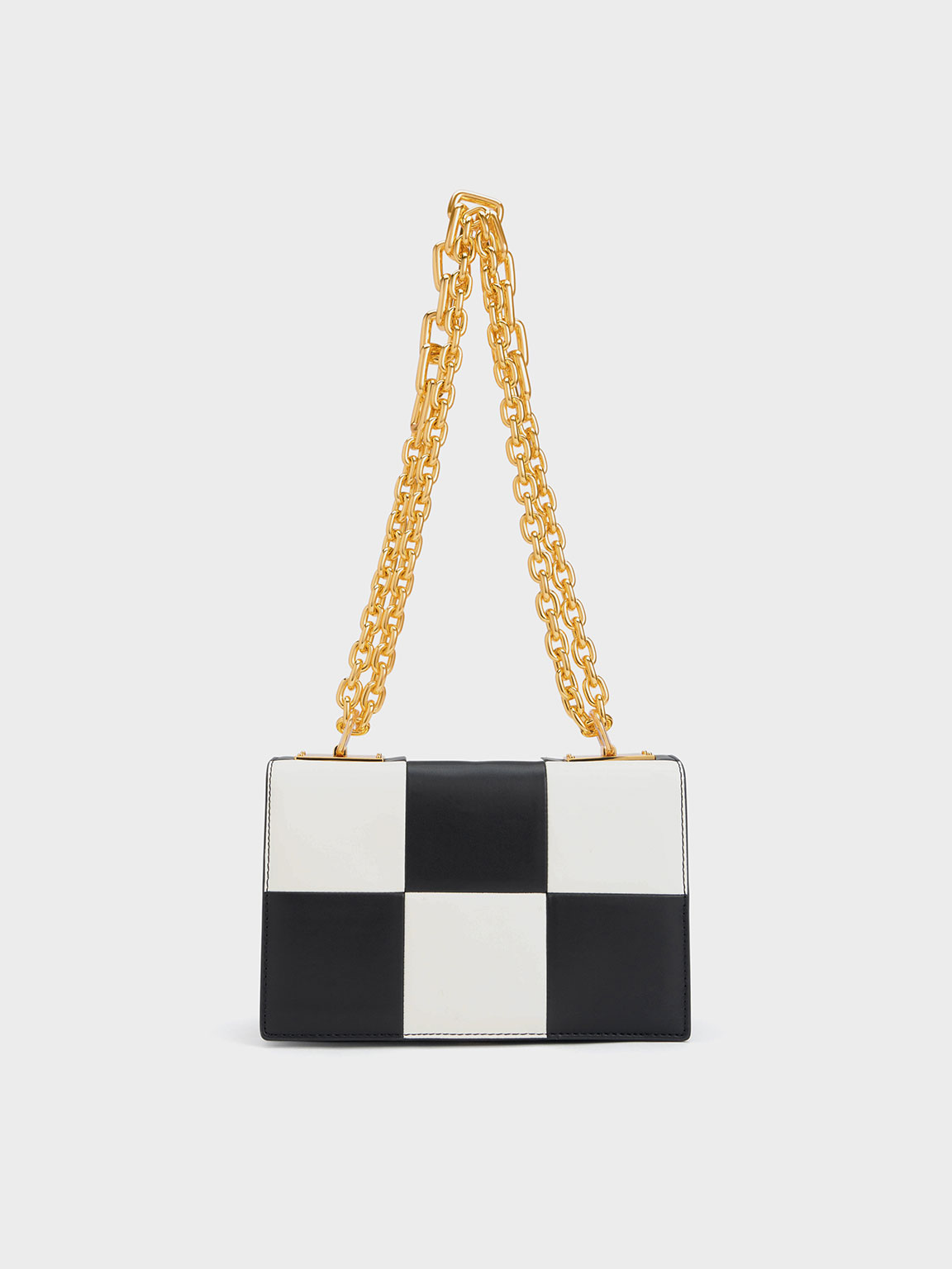 Multicoloured Georgette Chain Handle Checkered Bag CHARLES