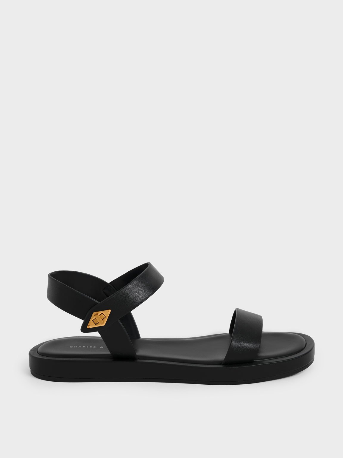 Black Back Strap Sandals - CHARLES & KEITH TH