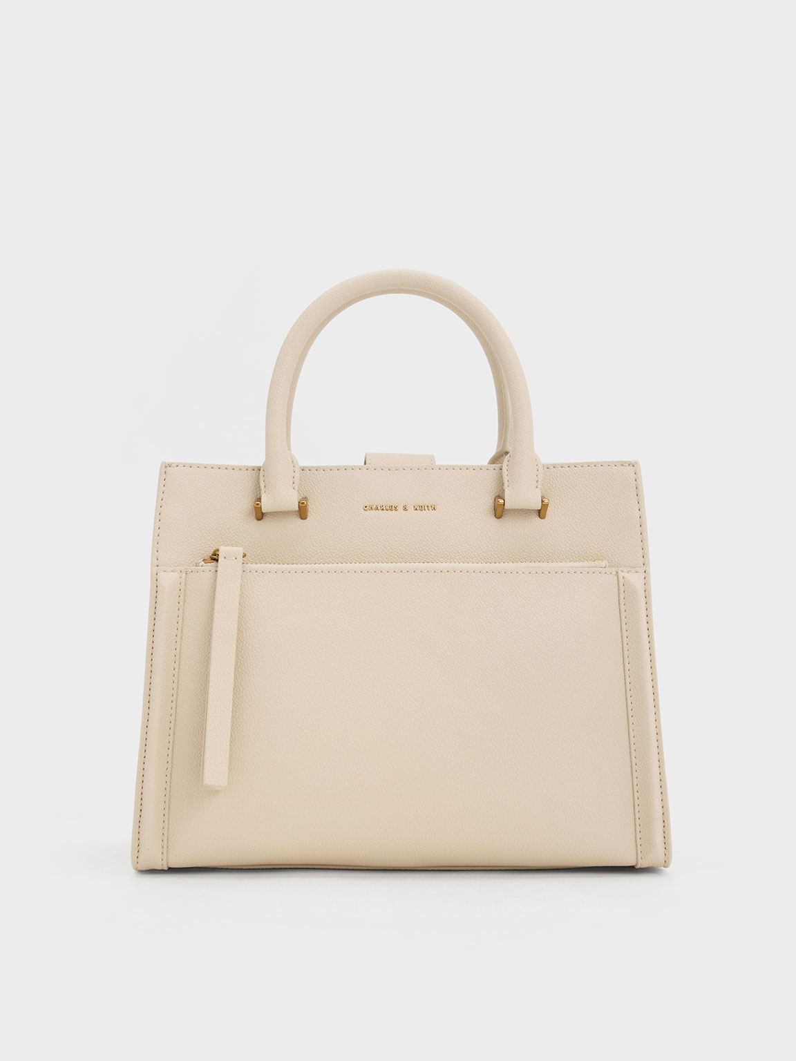 Beige Anwen Structured Tote Bag - CHARLES & KEITH TH