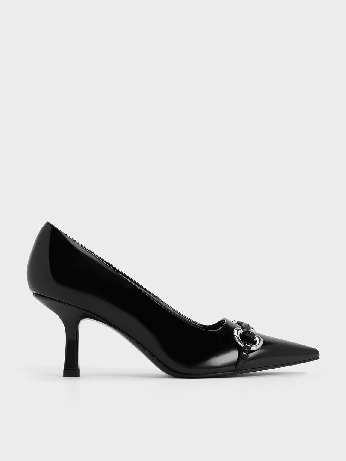 Black Box Metallic Accent Kitten-Heel Pointed-Toe Pumps - CHARLES ...