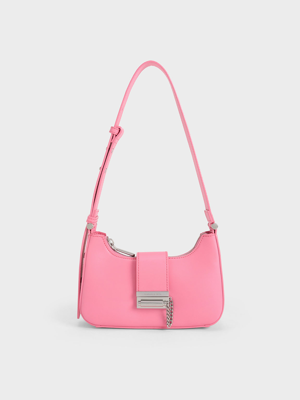 Pink Metallic Accent Belted Bag - CHARLES & KEITH TH