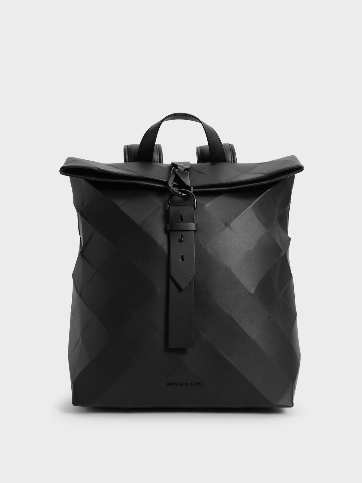 Black Large Geometric Backpack - CHARLES & KEITH TH
