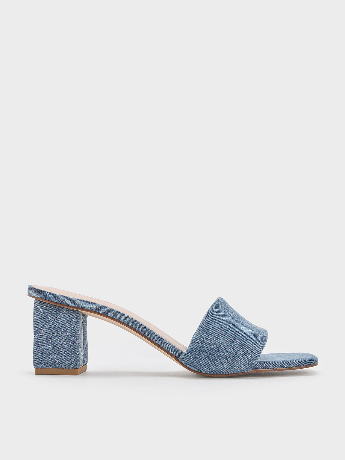 Blue Denim Quilted-Heel Mules - CHARLES & KEITH TH