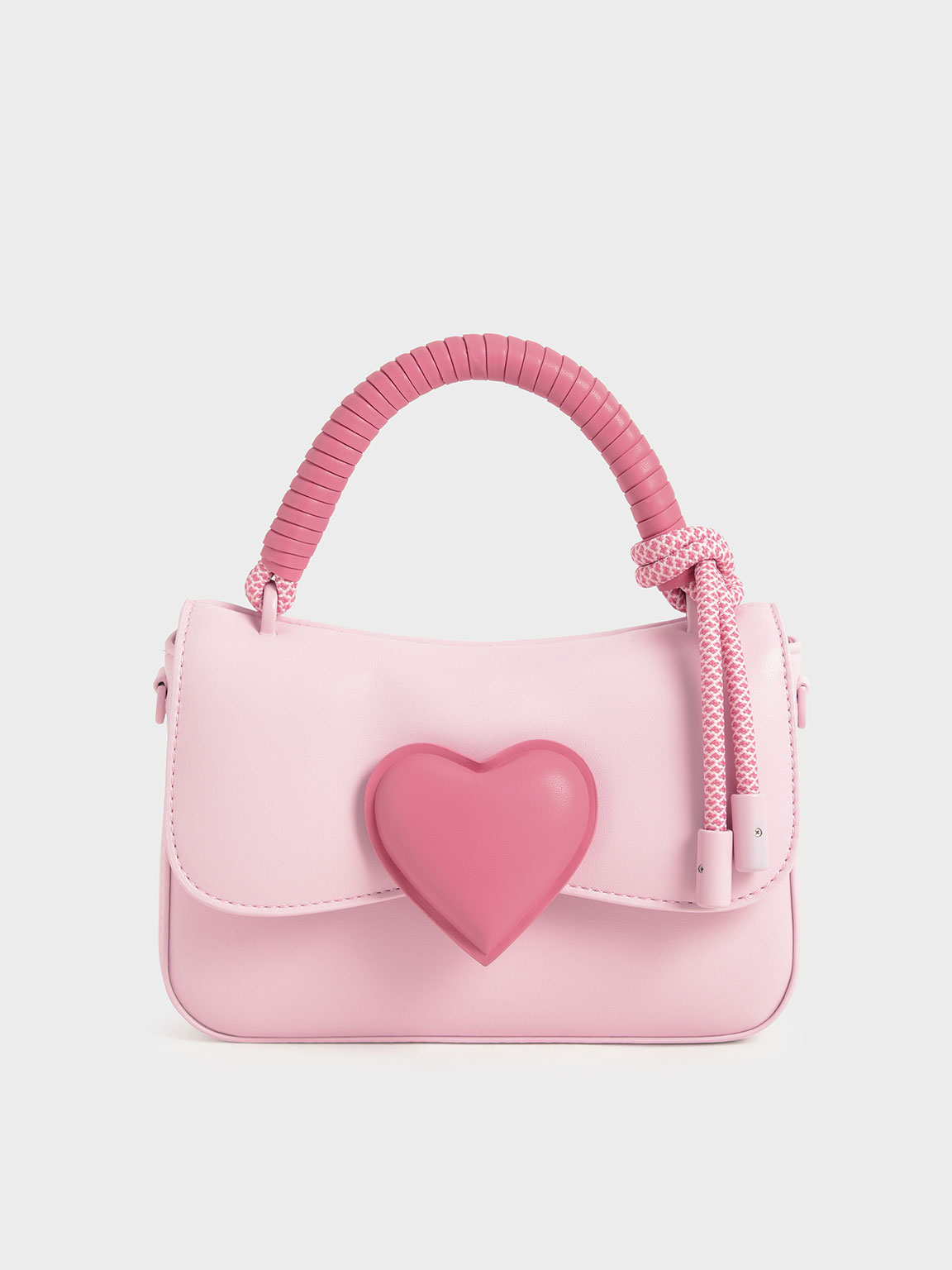 Light Pink Valentine's Day Collection: Heart-Motif Coiled Top Handle ...