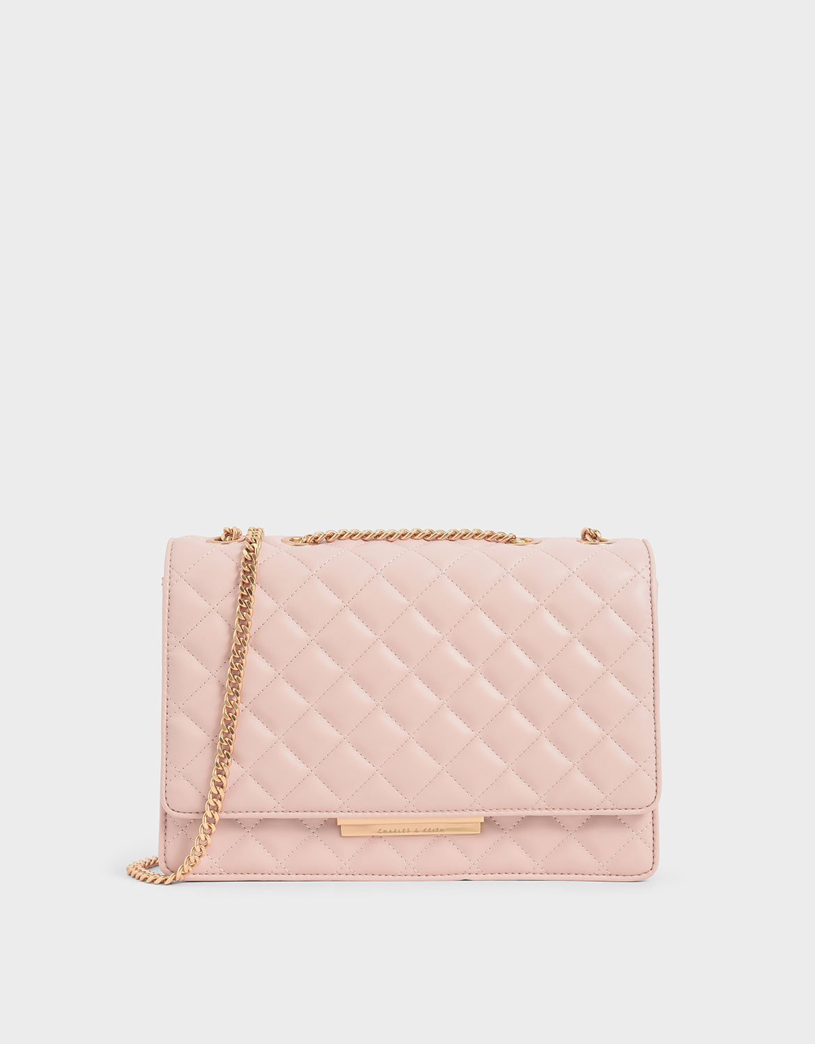 Pink Quilted Chain Strap Shoulder Bag - CHARLES & KEITH TH