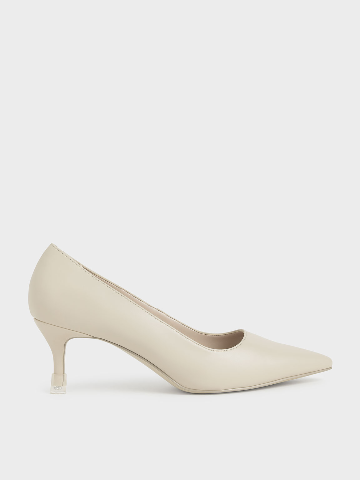 รองเท้าปิดส้น Chalk Mid Heel Pointed Toe Pumps - CHARLES & KEITH TH