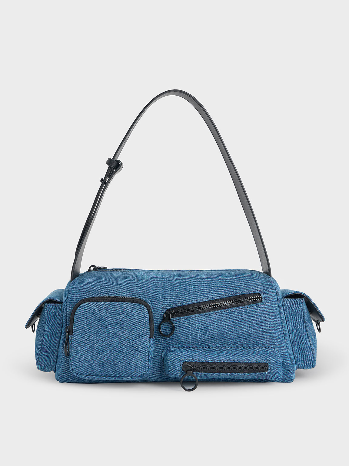 Denim Blue Mathilda Denim Multi-Pocket Shoulder Bag - CHARLES 