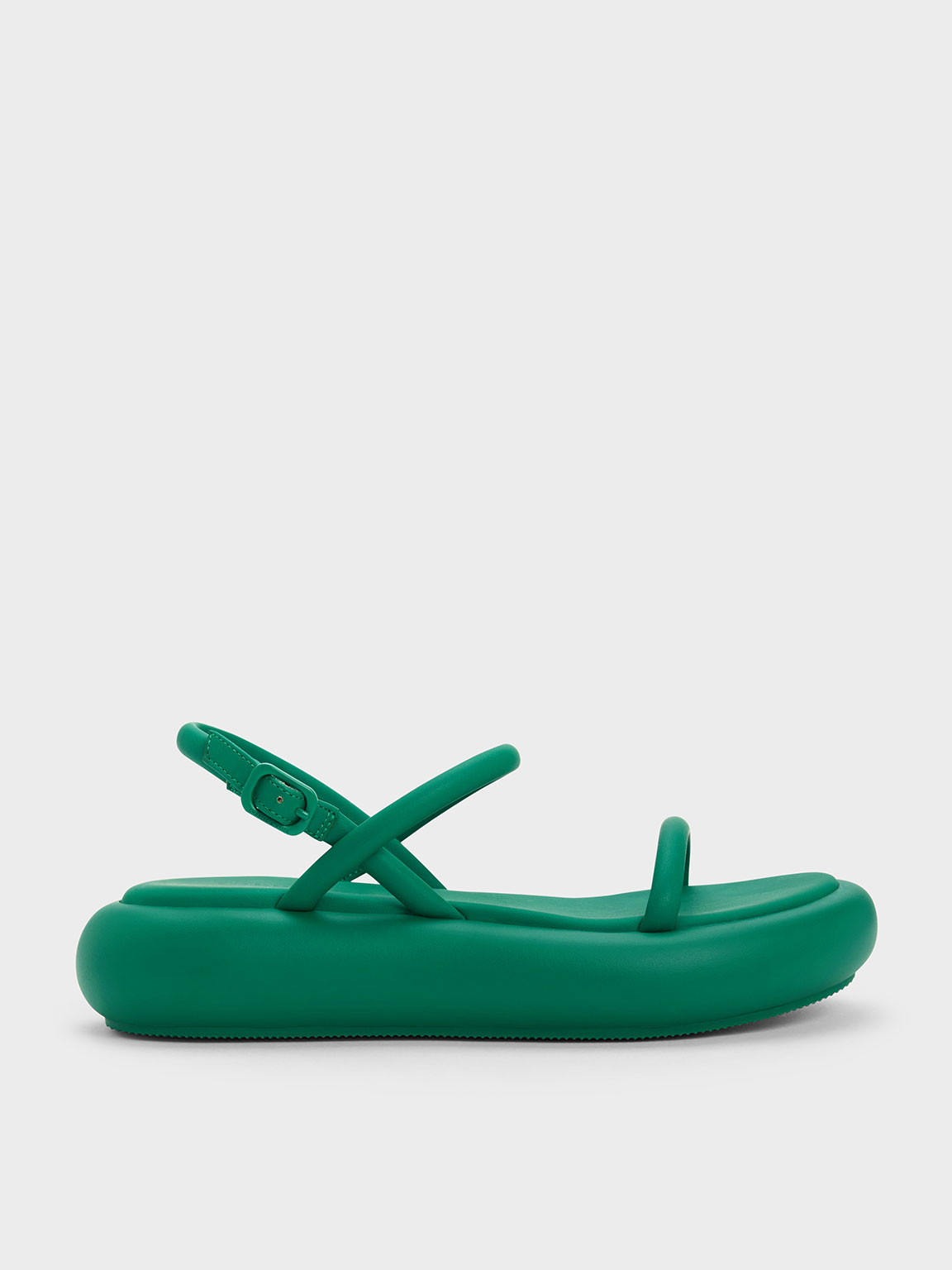 Green Keiko Padded Flatform Sandals - CHARLES & KEITH TH